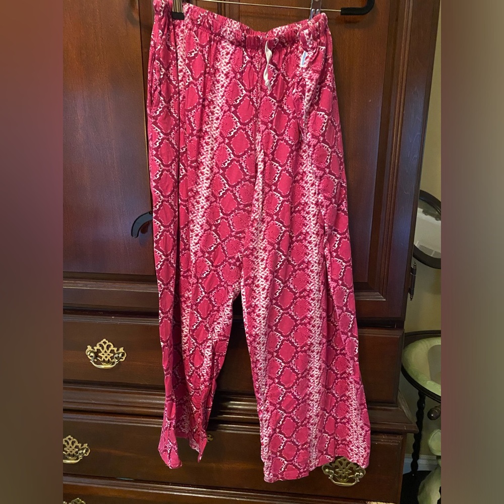 Vibrant Pink Snake Print Pajama Pants